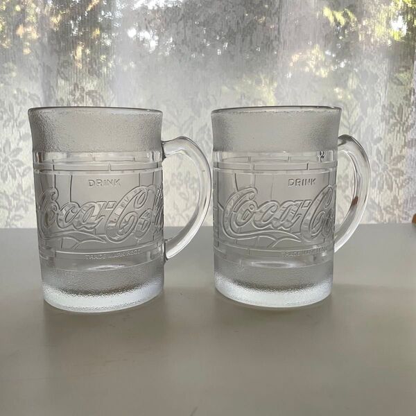 コカコーラ ノベルティ ガラスマグカップ 2個セット 昭和レトロ 当時品 ペア