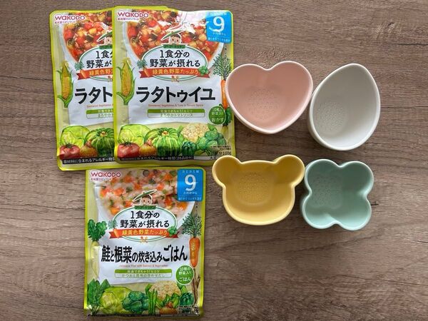 新品未使用 和光堂ベビーフード 3個セット&スケーター 離乳食食器【美品】 4個セット
