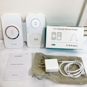 3-in-1 磁気ワイヤレス急速充電器 MagSafe 折り畳みスマホスタンド
