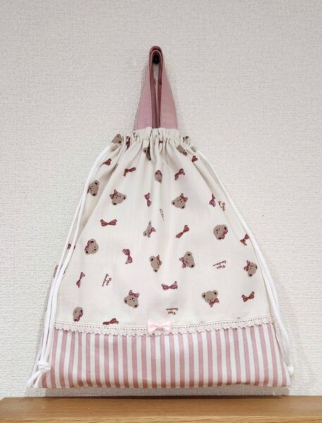 J お着替え袋 ハンドメイド 裏地つき 体操服袋 巾着袋