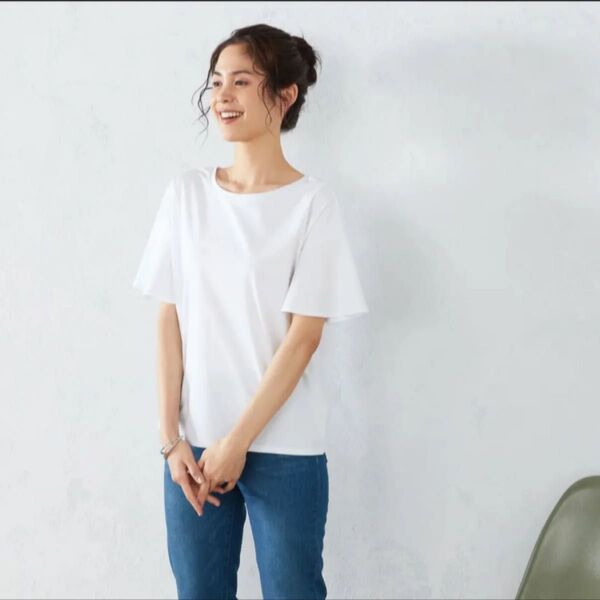 コムサイズム COMME CA ISM フレアスリーブ ボートネック カットソー