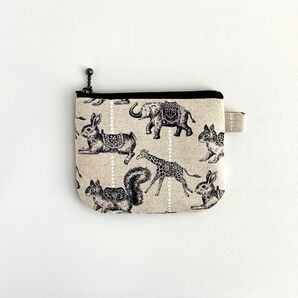 レトロ アニマル ミニポーチ ハンドメイド 小銭入れ カード入れ No.637