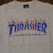THRASHER Flame Logo Tシャツ M グレー 半袖 スラッシャー フレーム ロゴ USA ストリート スケート_画像1