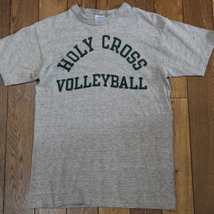 美品 70s USA製 バータグ Champion Tシャツ HOLY CROSS VOLLEYBALL グレー M 染み込み 半袖 チャンピオン カレッジ ヴィンテージ_画像2