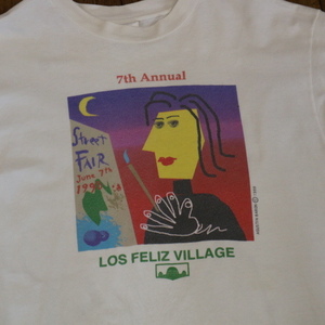1998 Los Feliz Village Street Fair Tシャツ L ホワイト アートイベント イラスト フェスティバル デザイン 90s USA古着 ヴィンテージ