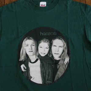 1997 USA製 Hanson MMMBOP Tシャツ L グリーン ハンソン フォト 両面 オフィシャル バンド ロック 90s ヴィンテージの画像1