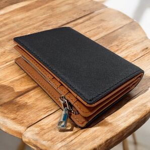 スプリットレザー 二つ折り財布 大容量 黒 茶 メンズ レディース 小銭入れ