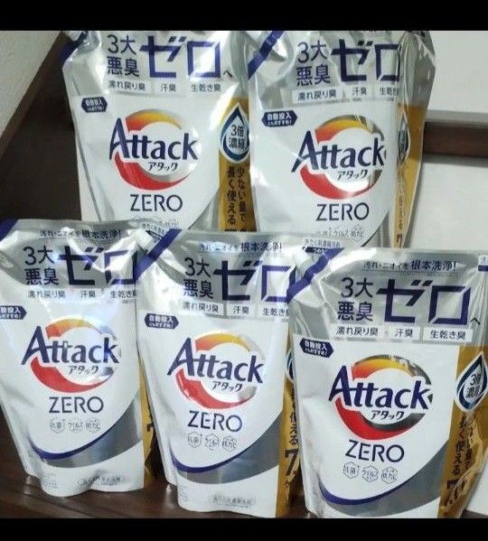 5袋 アタックゼロ 洗濯洗剤 詰め替え用 2100g 濃縮洗剤