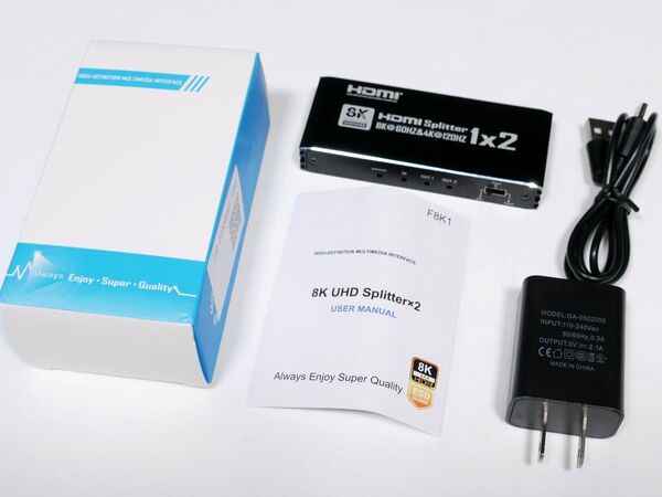 HDMI分配器 1入力2出力 8K60Hz 4k120hz HDMI 2.1 スプリッター EDIDコピー