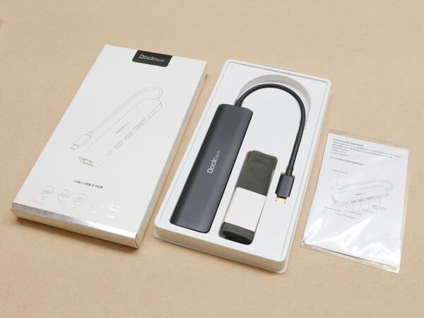 Dockteck 7-in-1 USB-C ハブ 4k60p HDMI/1G LAN/ PD/USB3.0 x2/SD