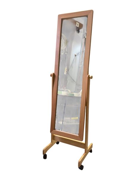 木製スタンドミラー キャスター付き 高さ約156cm 幅約48cm 奥行40cm 鏡 姿見 ミラー 全身鏡 スタンドミラー