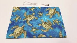 ! hand made library book@ size book cover sea turtle umigame sea summer pattern!