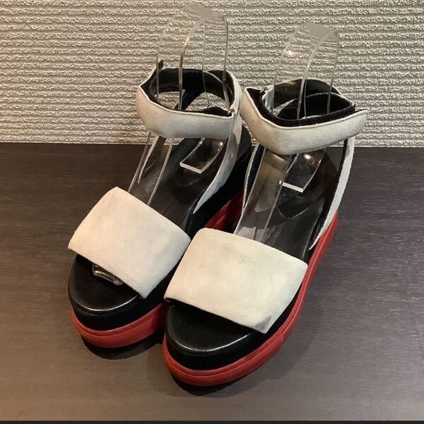 MM6 エムエムシックス マルジェラ 厚底 サンダル シューズ グレー 黒 ブラック 赤 レッド SIZE37