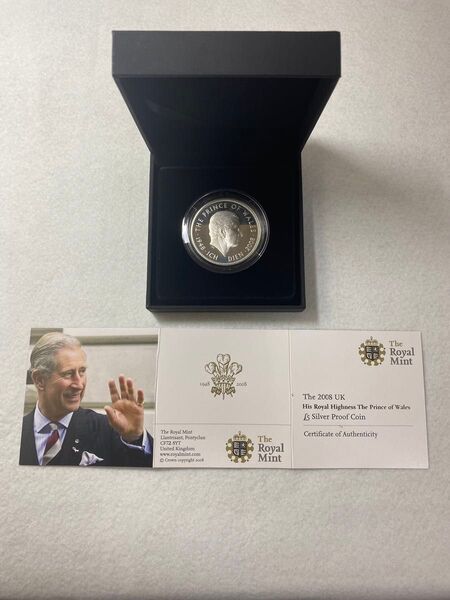 2008年 イギリス 5ポンドプル-フ銀貨 チャールズ皇太子殿下 オリジナルケース及び保証書付き!