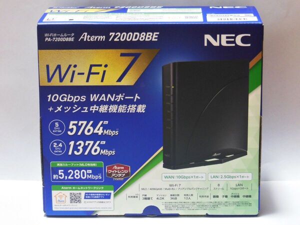 ■新品未開封■NEC Wi-Fi 7対応ルーター Aterm PA-7200D8BE 保証有