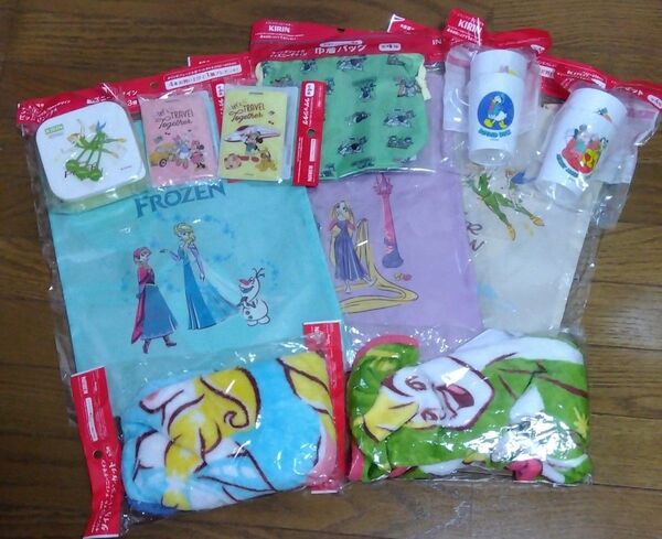 非売品☆未開封 キリン ノベルティ11点 ディズニー エコバッグ ブランケット ラゲッジタグ 巾着バッグ フードコンテナ コップ