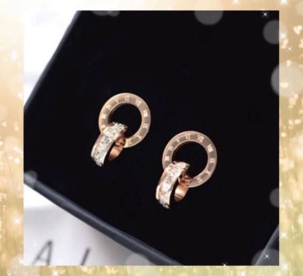 【ピアス】18K ゴールドメッキ 色ピンクゴールド