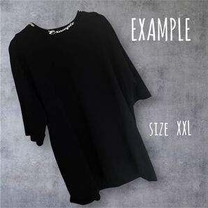 EXAMPLEエグザンプル ハイネック襟ロゴTシャツ サイズXXL ブラック