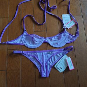 (傷あり)試作品wicked weasel ラベンダーシースルービキニ水着
