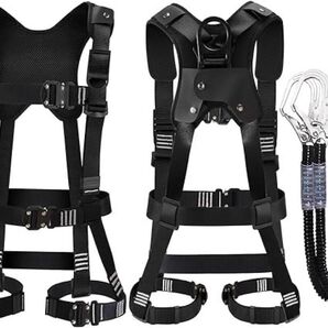 2丁掛け フルハーネス 安全帯 新規格 セット 脱着簡単 腹部 胸 脚 ワンタッチバックル 安全性 仕事 現場 贈り物 丈夫 作業