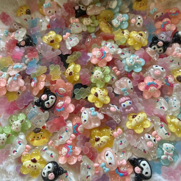 デコパーツ プラパーツ ハンドメイド 材料 手作り デコ パーツ お花 兎 素材 動物 花 ハート うさぎ ラメ 飾り フラワー