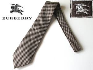  прекрасный товар BURBERRY LONDON Burberry London Logo диагональный серебристый жевательная резинка проверка шелк галстук оттенок коричневого Италия производства постоянный Thai Classico 