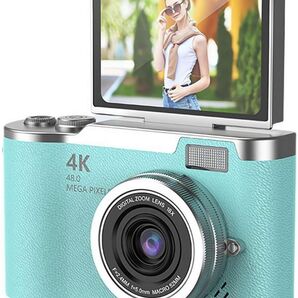 【ゲーム・おもちゃ】クーポン使用可 4Kデジタルカメラ 48メガピクセル 180度回転ディスプレイ デジカメ トイカメラ グリーン