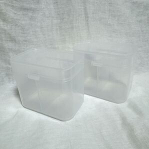 ★●youmains 蓋付きコットンケース 綿棒入れ 2個セット 透明 コンパートメント 防汚対策 プラスチック