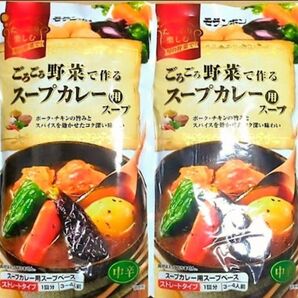 モランボン ごろごろ野菜で作るスープカレー用スープ 中辛 750g×2袋 カレールー カレーライス 夏野菜カレー