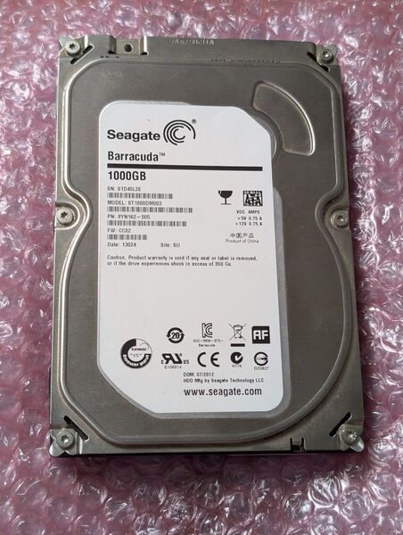 HDD 1TB 3.5インチ 薄型 Seagate 1TB ST1000DM003-9YN162 SMART状態正常 使用可能