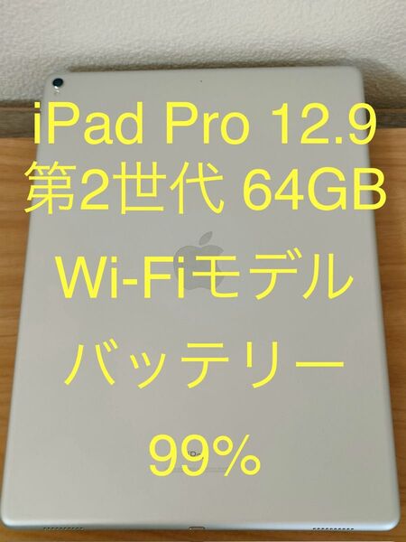 iPad Pro 12.9インチ 第2世代 Wi-Fiモデル 64GB シルバー MQDC2J/A A1670 動作確認済み