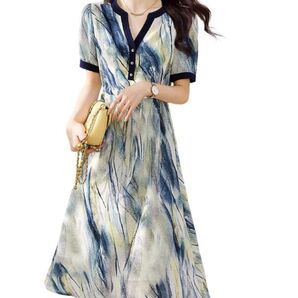 B.N.1 SELECT ビーエヌワンセレクトボタニカル柄半袖ワンピース色彩M