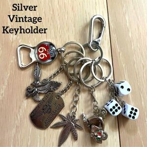 キーホルダー キーリング カラビナ シルバー ヴィンテージ アメカジ 古着 イーグル フェザー ルート66 キーフック バイク