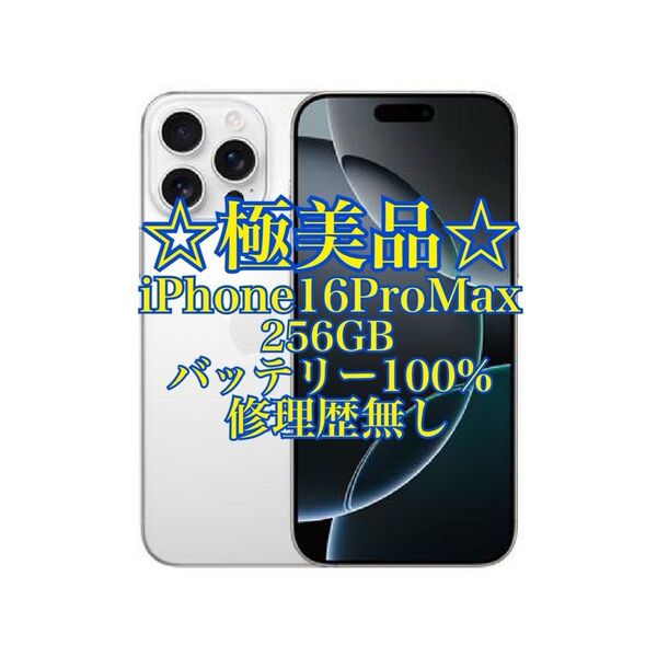 【極美品】Apple iPhone16ProMax256GB ホワイトチタニウム