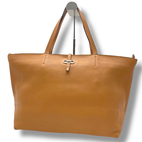【美品】A4可 Ferragamo フェラガモ トートバッグ オールレザー 本革 シボ革 ガンチーニ 肩掛け 通勤通学 ビジネス