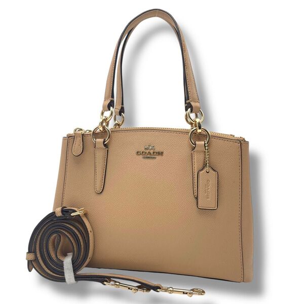 【美品】COACH コーチ 2way ハンド ショルダーバッグ オールレザー 本革 斜め掛け 肩掛け ミニクリスティ ロゴ金具