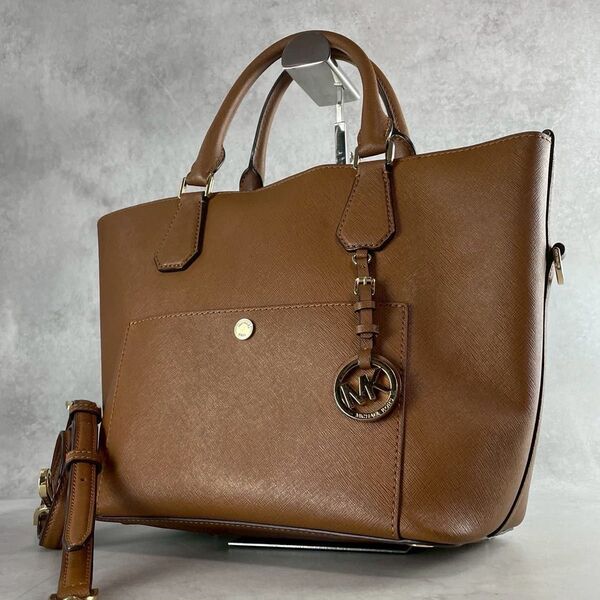 【美品】A4可 MICHAEL KORS マイケルコース 2way ハンド ショルダーバッグ レザー 本革 通勤通学 ビジネス