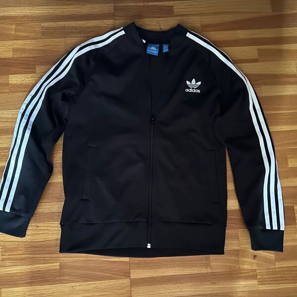 adidas 子供ジャージ 160cm 黒 白ライン入り