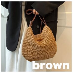 かごバック ブラウン ショルダーバック カジュアル コンパクト 肩掛け 旅行 リゾート