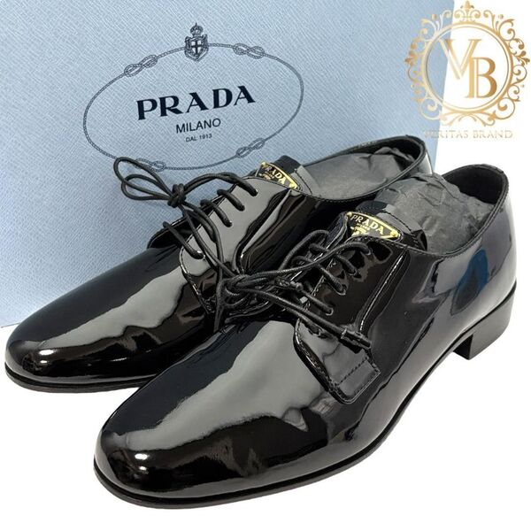 【新品級・23AW】プラダ PRADA レースアップシューズ ローファー 靴 ブラック 黒 レザー 23.5cm レディース