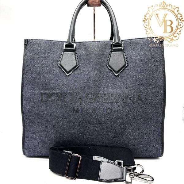 【美品】ドルチェアンドガッバーナ D&G Dolce&Gabbana エッジ 2way トートバッグ デニム メンズ