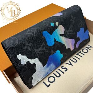 【極美品】ルイヴィトン LOUIS VUITTON モノグラムエクリプス ポルトフォイユ・ブラザNM 長財布 メンズ ブラック 黒