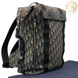 【極美品】ディオール Dior オブリーク サファリ バックパック リュックサック バッグ ネイビー キャンバス レザー メンズ