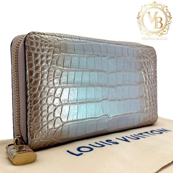 【未使用に近い】ルイヴィトン LOUIS VUITTON クロコダイル ジッピーウォレット 長財布 エキゾチックレザー レディース
