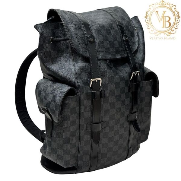 ルイヴィトン LOUIS VUITTON ダミエ・グラフィット クリストファーMM バックパック リュックサック メンズ 黒