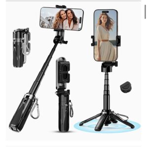 自撮り棒 【業界超ミニ・四脚安定】 スマホスタンド スマホ 三脚 じどり棒 iPhone android対応 軽量無線リモコン付き