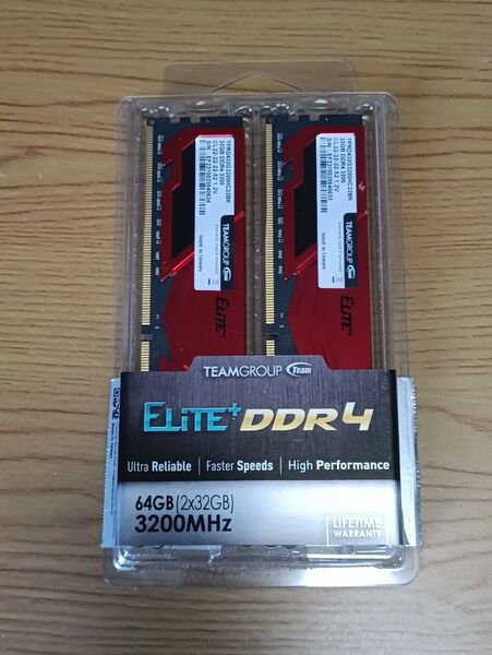 Team PC4-25600/DDR4-3200 288Pin DDR4 UDIMM 64GB(32GB x2)新品未使用 メモリ