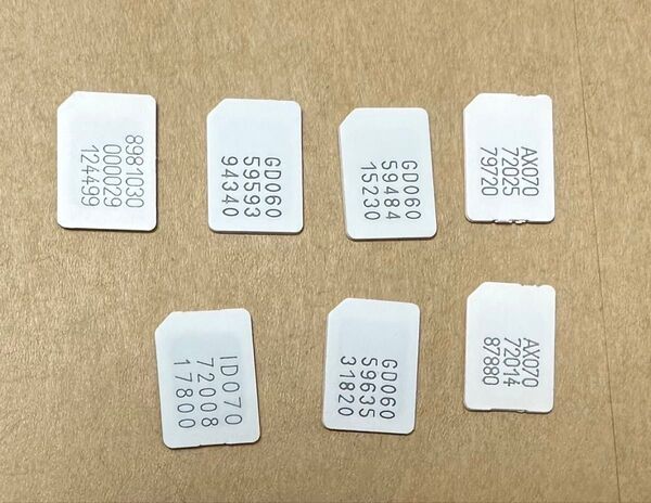 解約済み SIMカード アクティベーション用 7枚