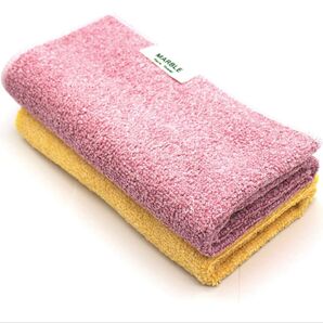 ハンドタオル フェイスタオル ピンク 黄色 35cm 2枚セット