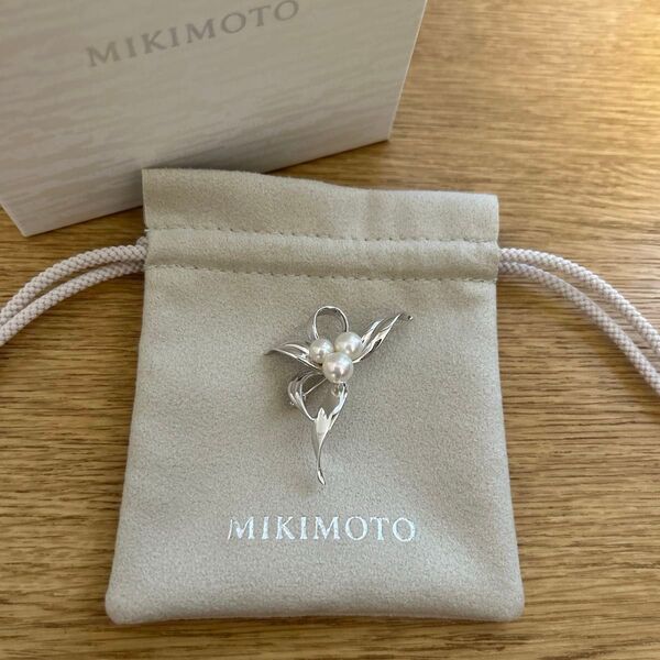 MIKIMOTO ミキモト パール 真珠 ブローチ シルバー